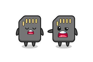 illustration of the argue between two cute sd card characters