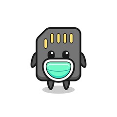 cute sd card cartoon wearing a mask