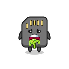 the cute sd card character with puke