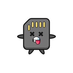 character of the cute sd card with dead pose