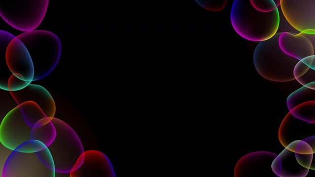 Translucent bubbles on black background in 4k video.