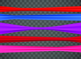 Realistic decorative bow vector illustration. Vector bow for decor on transparent background. Template for greeting card.
