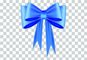Realistic decorative bow vector illustration. Vector bow for decor on transparent background. Template for greeting card.
