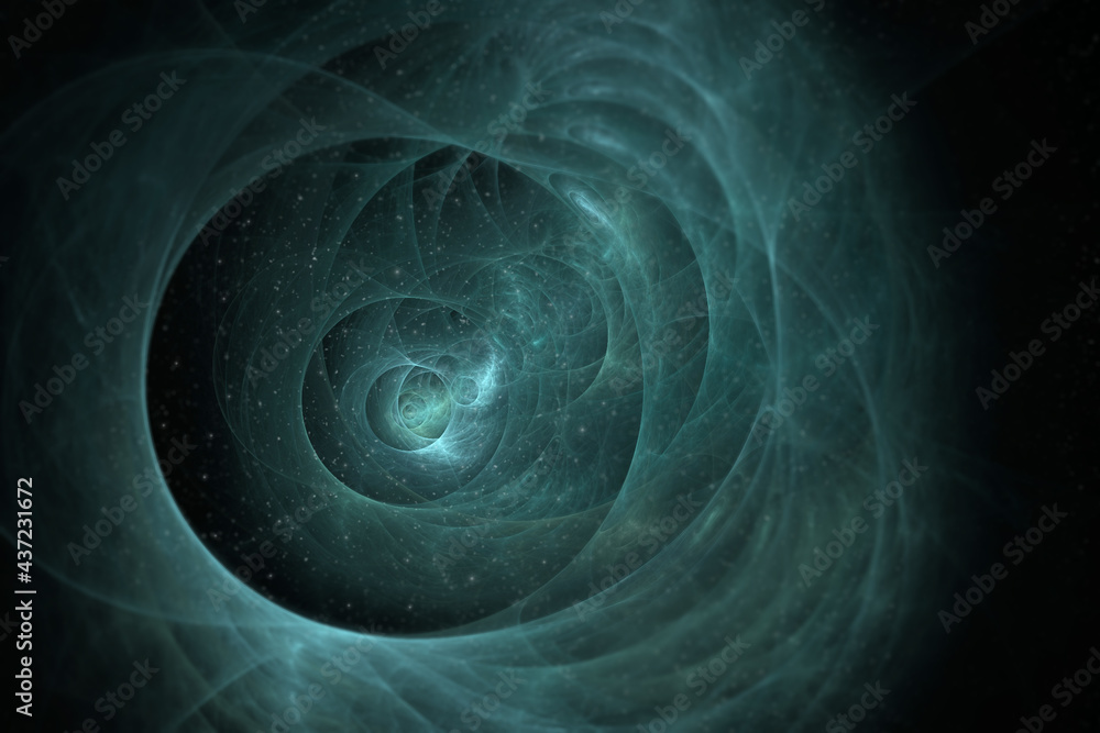 Aufkleber abstract fractal concept. of a portal in a universe full of stars or a atomic, microscopic design. w