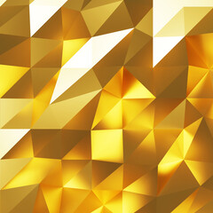 Gold polygon background 3d rendering, 3d illustration. Abstract triangle background. Gold background. Abstract Gold polygon wallpaper. Abstract gold Backdrop. Polygon golden backdrop.