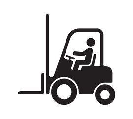 Vector black symbol forklift. Isolated on white background.