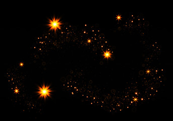 Vector sparkles and stars on transparent background. Sparks glitter special light effect. Spark glitter with glow light effect.Sun flash with rays and spotlight.
