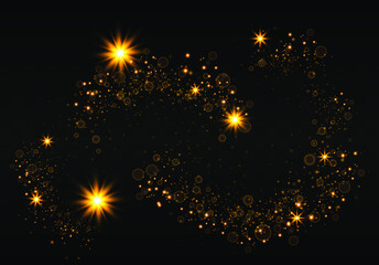 Vector sparkles and stars on transparent background. Sparks glitter special light effect. Spark glitter with glow light effect.Sun flash with rays and spotlight.