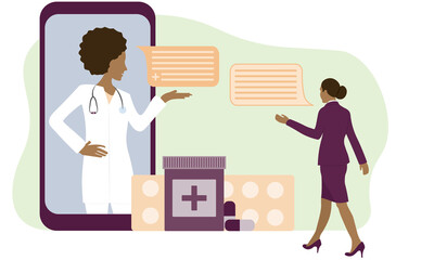 Patient having online meeting with physician. Online consultation concept.