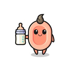 baby soap cartoon character with milk bottle