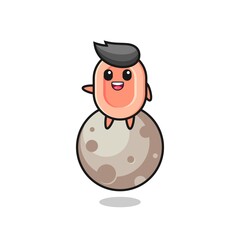 illustration of soap cartoon sitting on the moon