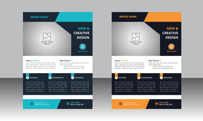 Corporate business flyer vector design template. Design template Geometric shape used for business flyer layout. Corporate flyer, Business flyer and leaflet. Flyer in A4 with Bleed