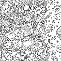 Cartoon vector doodles Slavic food frame