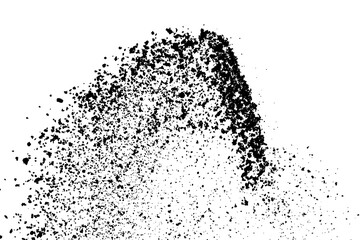 Black grainy texture isolated on white background. Dust overlay. Dark noise granules. Digitally generated image. Vector design elements. Illustration, Eps 10.