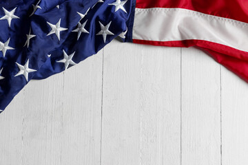 Close-up American national flag. Memorial Day, Labour Day, Independence Day public holidays.