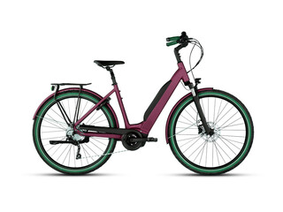 Magenta bicycle vintage isolated on white background​ with​ cutout​ and clipping​ path​
