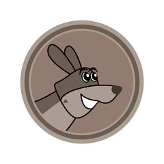 A cute little grey dog in a logo or a coin
