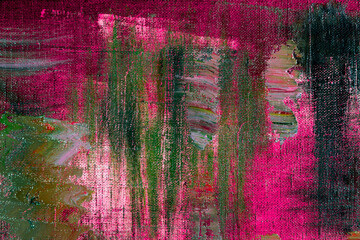 Multicolored abstract background, drawing with oil paints on artistic linen canvas