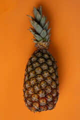 Pineapple on summer orange background