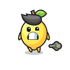 Obraz premium the illustration of the lemon cartoon doing fart
