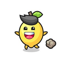 the happy lemon cartoon with running pose