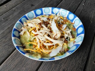 Bubur ayam, Indonesian rice porridge with shredded chicken