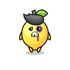 injured lemon character with a bruised face