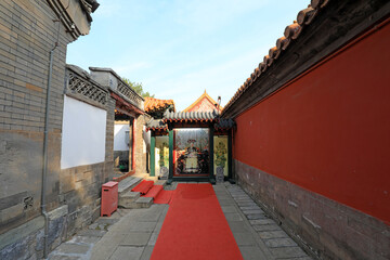 Naklejka premium Photos of Empress Dowager Cixi of the Qing Dynasty are set on the wall of the summer palace in Beijing