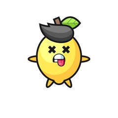 character of the cute lemon with dead pose