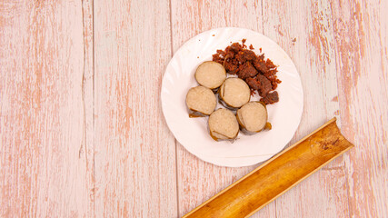 Delicious Delicay Food Lemang and Rendang