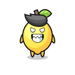 evil expression of the lemon cute mascot character