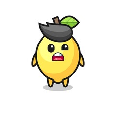 the shocked face of the cute lemon mascot