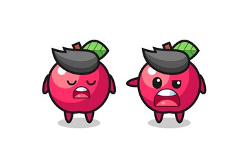 illustration of the argue between two cute apple characters