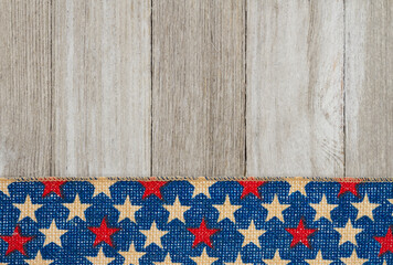 Retro American patriotic background with grunge USA stars banner on weathered wood