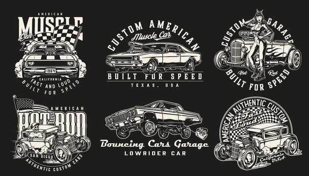 Custom cars vintage labels