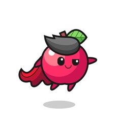 cute apple superhero character is flying