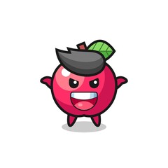 Obraz premium the illustration of cute apple doing scare gesture