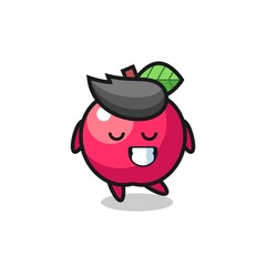 apple cartoon illustration with a shy expression