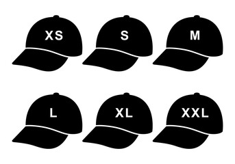 Baseball Cap Icon By Size XS-XXL Vector