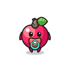 baby apple cartoon character with pacifier