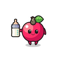 baby apple cartoon character with milk bottle