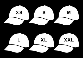 Baseball Cap Icon By Size XS-XXL Vector