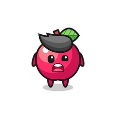 the shocked face of the cute apple mascot