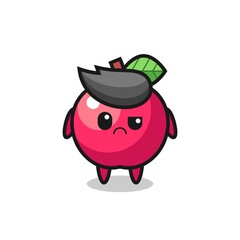 the mascot of the apple with sceptical face