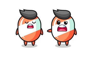 illustration of the argue between two cute candy characters