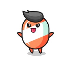naughty candy character in mocking pose