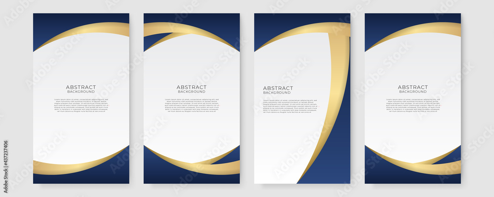 Poster abstract polygonal pattern luxury golden line with dark navy blue template background. luxury and el