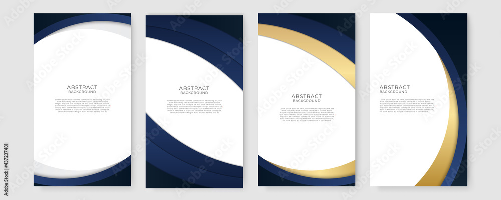Poster abstract polygonal pattern luxury golden line with dark navy blue template background. luxury and el