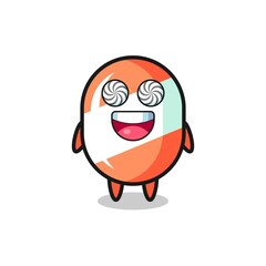 cute candy character with hypnotized eyes