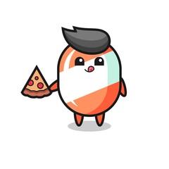 cute candy cartoon eating pizza